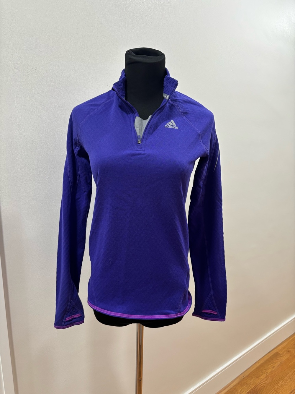817. Adidas Women's Purple Quarter-Zip Performance Top